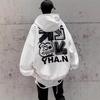 Мужская свободная толстовка с капюшоном в гонконгском стиле 2024 года - Модный принт с буквами, универсальная куртка на весну/осень