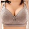 Тонкое без стального кольца, большой размер, не провисающий верх, поддержка, регулировка стереотипа, дышащий простой жаккардовый женский бюстгальтер