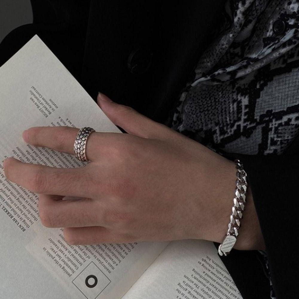 Уникальное регулируемое шикарное панк-серебристое ретро-кольцо из цинкового сплава с открывающимся кольцом в виде чешуи дракона, мужское ювелирное изделие