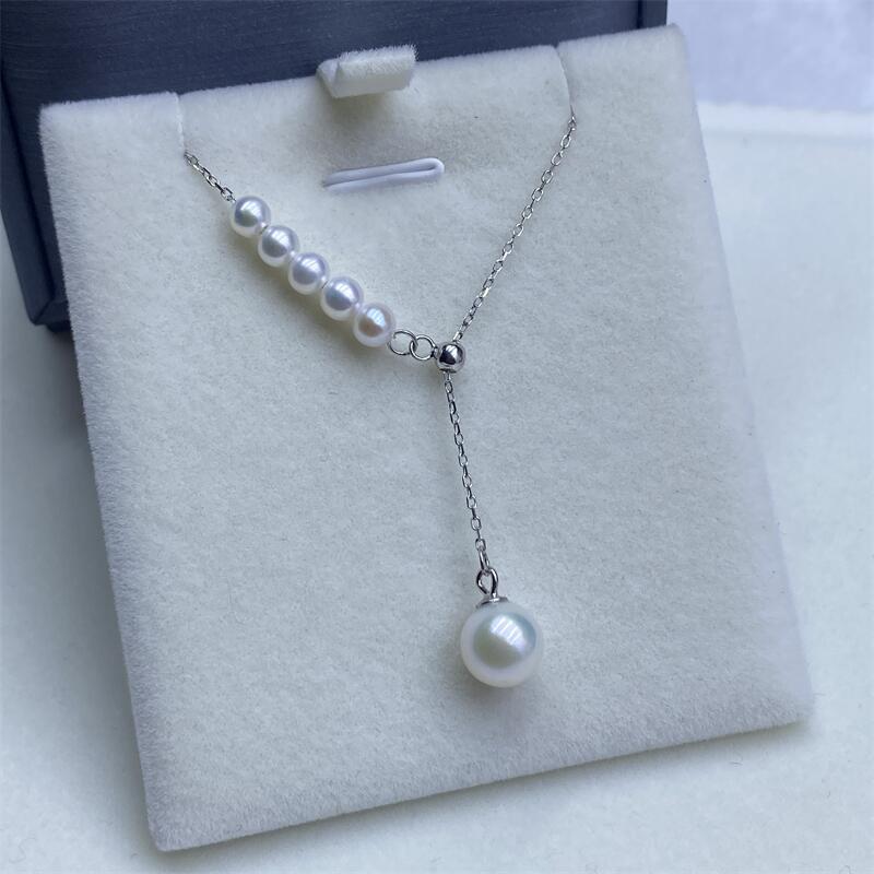 Yuhé Pearl Mermaid Pendant, Zhuji Pearl Y Word chain smile clavicle chain, a light luxury piece9Silver