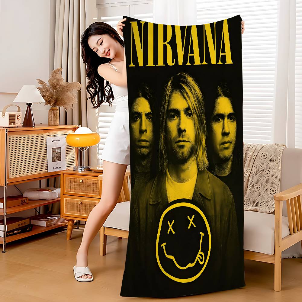 Rock Band A-N-Nirvana Пляжное полотенце Цветные банные полотенца для девочки Микрофибра Быстросохнущее Песочное полотенце Пляж Йога Спа Тренажерный зал Бассейн