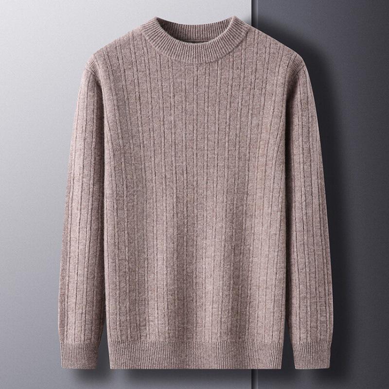 Pure Wool Men's Wool Sweater Fall and Winter Simple Casual Knit Sweater Man