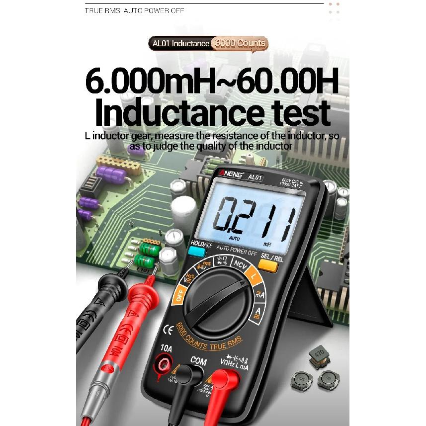 ANENG AL01 Inductance Digital Multimeters True RMS NCV Handheld 6000 Counts Tester AC/DC Votage Current Resistance Ohm Tool