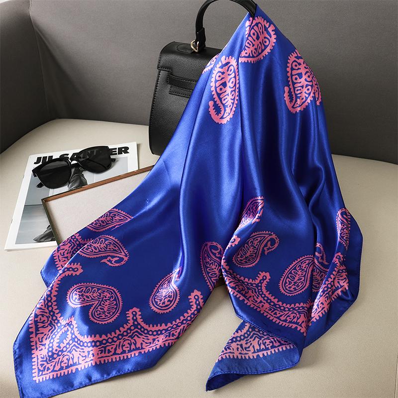 90x90cm Square Scarf for Women Head Shawls and Wraps Luxury Print Neck Scarves Hijab Bandana