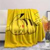 Yellow-background Pikachu  Print Flannel Blanket, High quality Comfortable for All Seasons, Home Decor, Warmth and Comfort