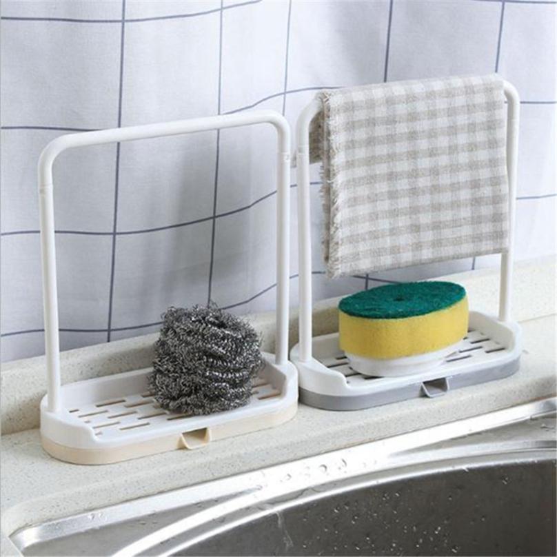 2-in-1 Bathroom Kitchen Utensil Towel Storage Rack Box Sponge Soap Rag Holder