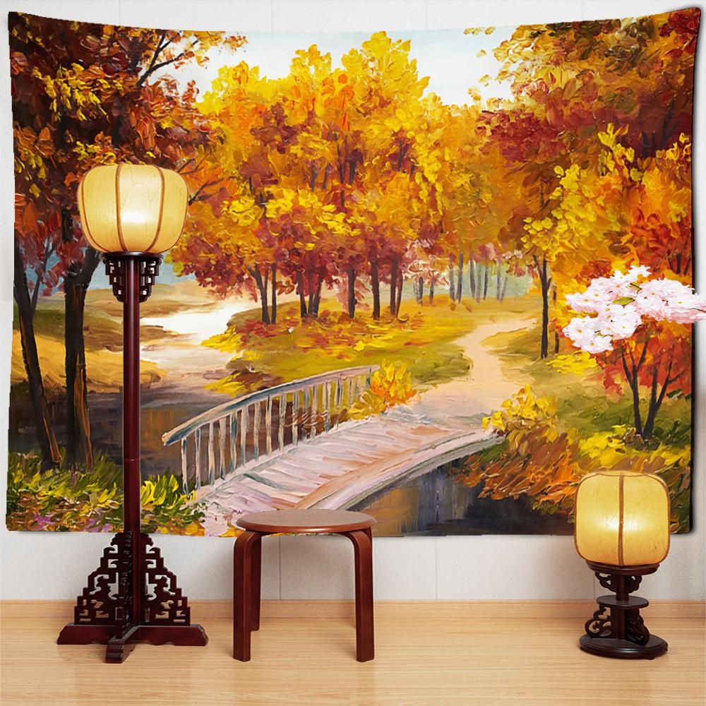 Красивый Современный Пейзаж Картина Маслом Гобелен Настенный Психоделический Арт Бохо Эстетическая Комната ТВ Фон Декор