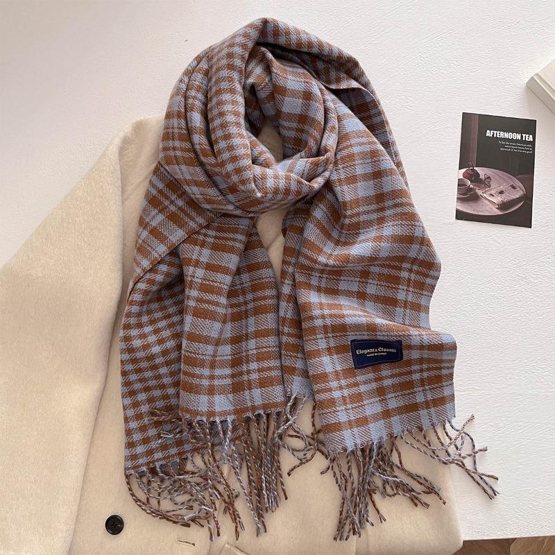 Осень и зима новый универсальный шарф женский утолщенный вязаный толстый бахромчатый теплый шарф имитация кашемира шаль