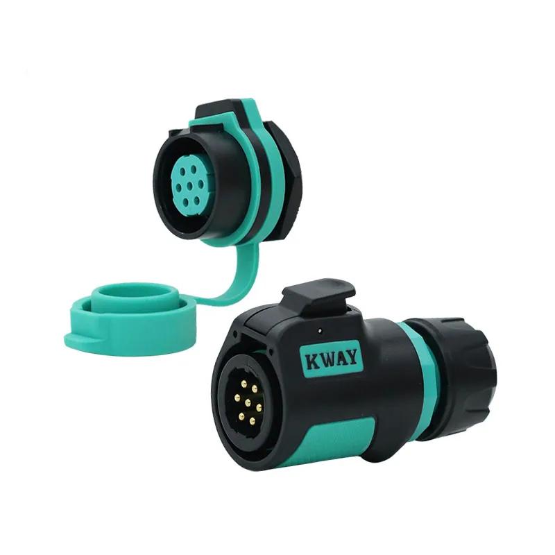 KWAY K20 Bulkhead Connector M20 Industrial 2 3 4 5 7 9 12Pin Soldering 12V Male Plug Female Socket Panel Mount Waterproof IP68