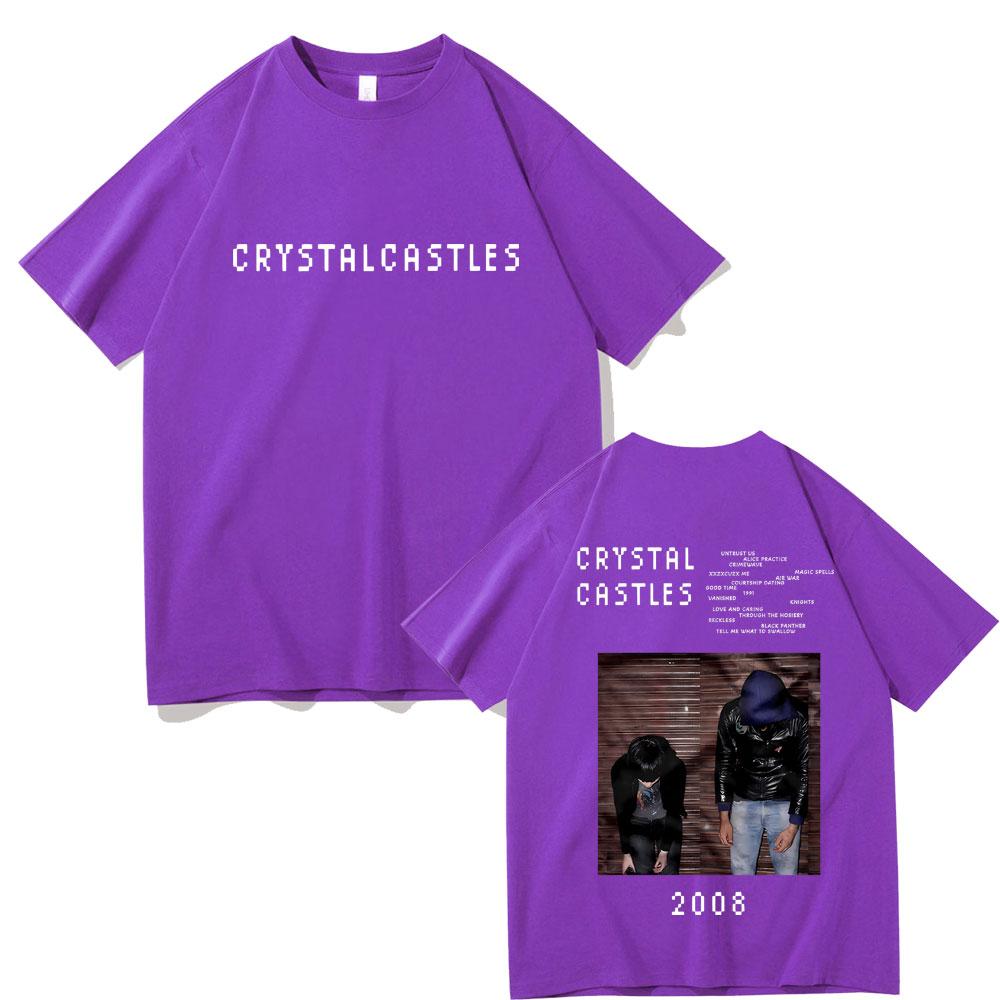 Футболки с двусторонним принтом Crystal Castles для мужчин и женщин, хип-хоп, рок, оверсайз, мужская готическая футболка, мужская винтажная футболка