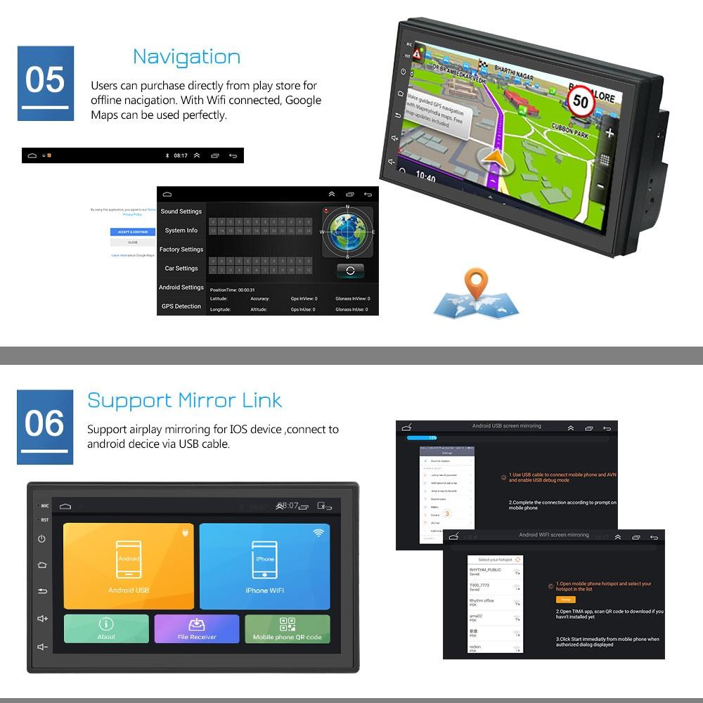 Android 8.1 GPS Автомобильная стереосистема 2Din Радио 7-дюймовый сенсорный экран Автомобильный MP5-плеер с Bluetooth WIFI GPS FM
