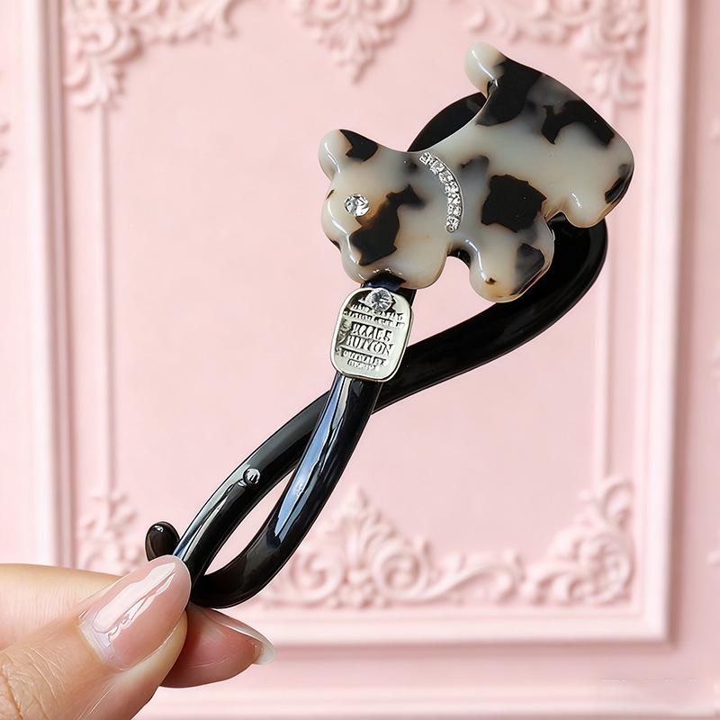 Korean Style Acetate Small Dog Barrette: Elegant Women's Hair Clip for Updos, 2025
