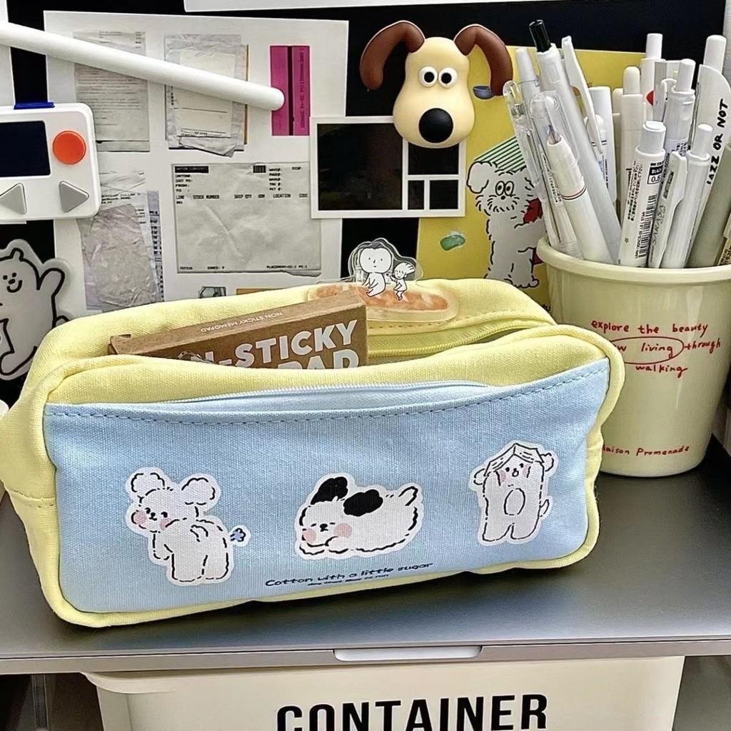 Dog Pattern Pencil Bag With Polyester Material And Minimalist Design