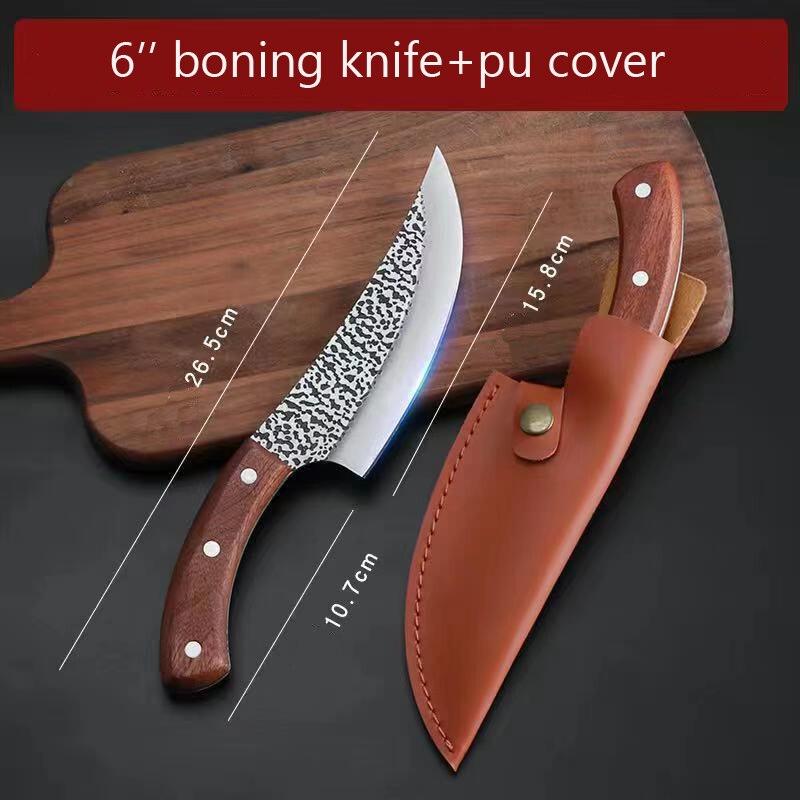 5 "6" 7 "Кованый нож шеф-повара Кухонные ножи из нержавеющей стали для мяса Кливер Рыба Овощерезка с крышкой ножа