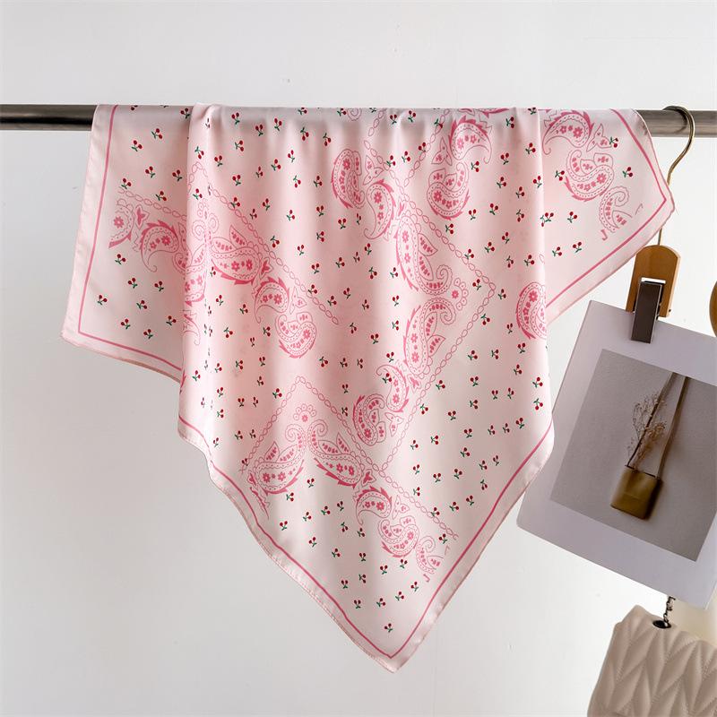Cashew Flower Printing Imitation Silk Scarf Square Scarf High-End Shawl Versatile Neck Small Square Scarf Headscarf