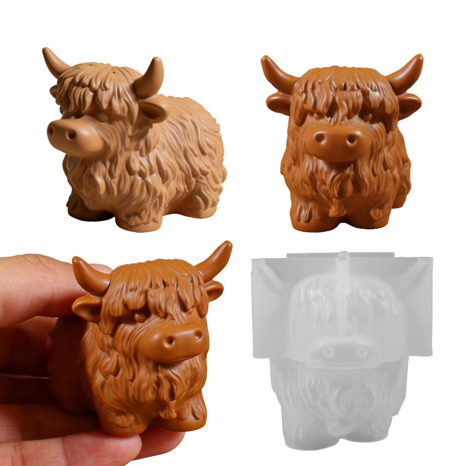 1 шт. 3D форма для свечи в виде яка, силиконовая форма, DIY, форма для ароматической свечи в виде животного, гипсовая, цементная форма, Рождественские украшения