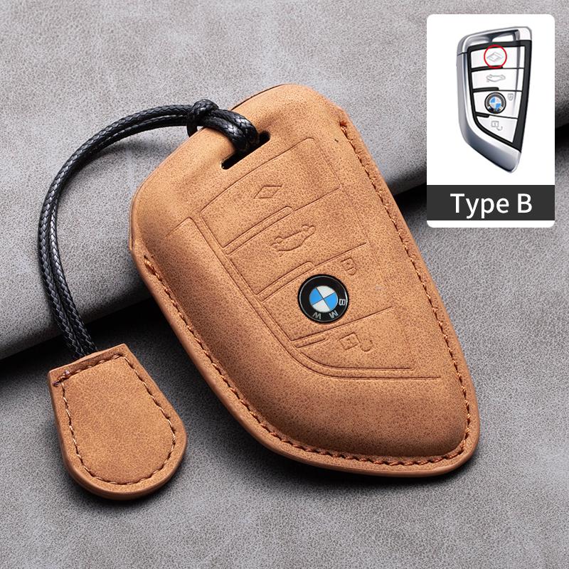 KWYP9 Hot 2025 Suede Leather Car Key Case Cover Shell Fob For BMW X1 X3 X5 X6 X7 1 3 5 6 7 Series G20 G30 G11 F15 F16 G01 G02 F48 Acce
