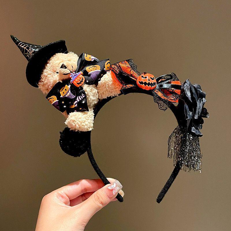 Halloween Witch Headband: Ghost Festival Dark Party Decoration with Skull, Pumpkin, and Funny Lace Bow Antlers Hair Accessories