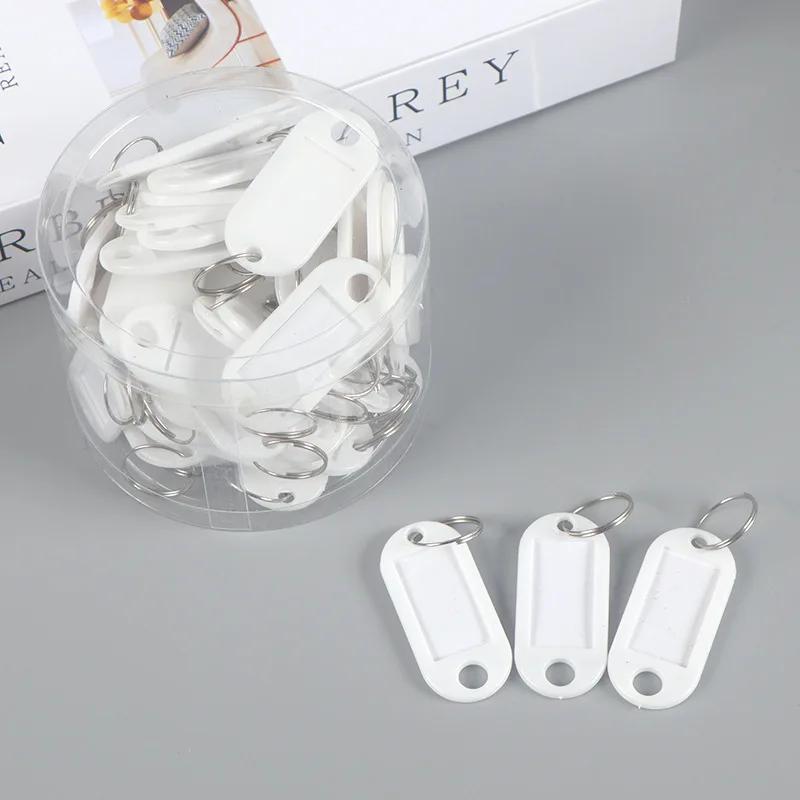 50 шт./лот красочный пластиковый брелок для ключей бирки этикетка пронумерованная имя багажная бирка идентификатор брелок для отеля бирка с именем бирки с разъемным кольцом