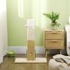 Jute Cat Scratching Post With Carpet Base Hanging Toy Beige