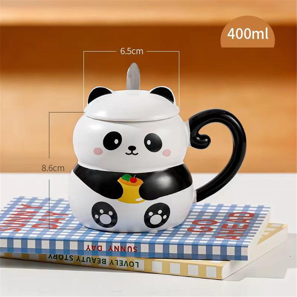 Ceramic Mug Cute Panda Cat Rabbit Funny Animal Water Cup with Lid Decorative Coffee Cup with Cover Children Kids Drinkware Cups