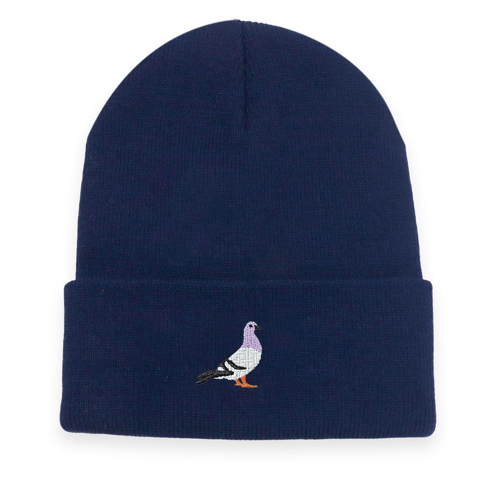 Мужские и женские вязаные шапки на осень и зиму, теплый пуловер с вышивкой голубей, шерстяная шапка без полей