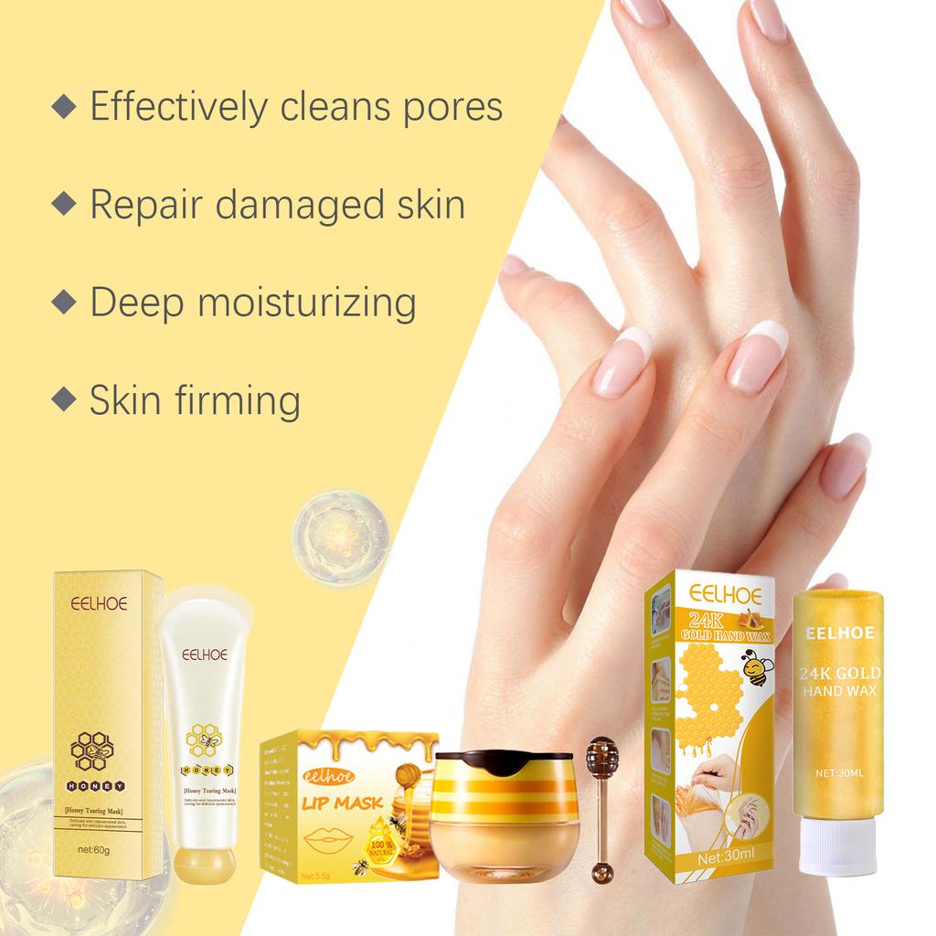 EELHOE Honey Series Moisturizing Exfoliating Set - Gentle Skin Cleansing and Moisturizing Kit