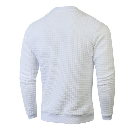 Мужской весенний топ с 3D-клеткой, с текстурой O-образного выреза, облегающий крой, с длинным рукавом, однотонный