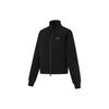 Li Ning Fitness Series Stand Collar Solid Color Zipper Long Sleeve Loose Cardigan Sweatshirt Women Outerwear Black AWDU764-5