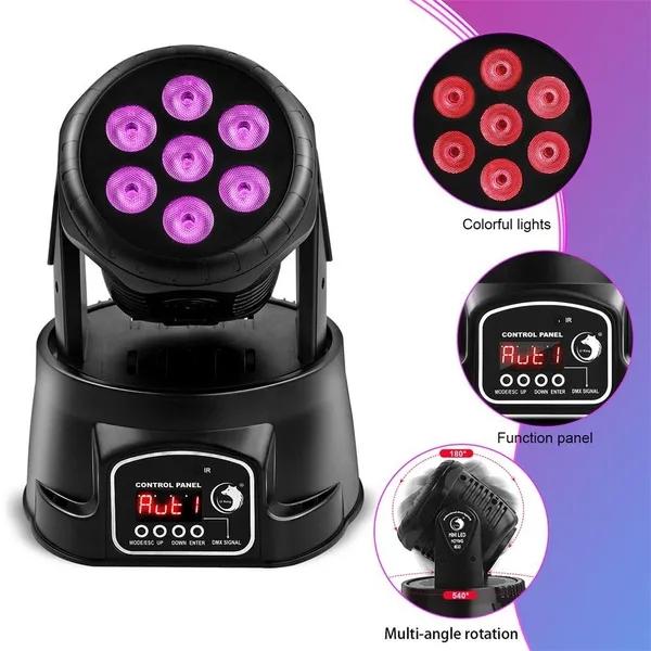 Модернизированная 120 Вт 7 светодиодов с подвижной головкой RGBW DMX512 с дистанционным управлением сценическое освещение DJ оборудование дискотека вечерние огни бар