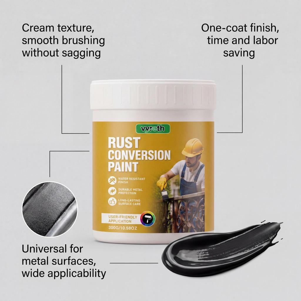 Vyreth Rust Converter Paint for Home Metal Doors & Railings - Easy Anti-Rust, Clean, Color-Changing All-in-One.