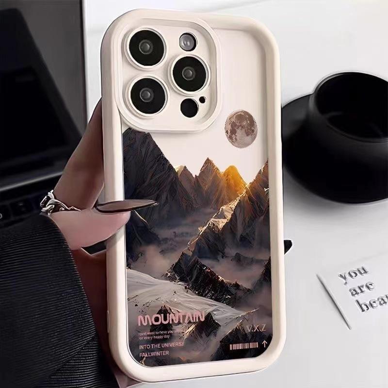 Закат Горный пик Снежный Применимо для iPhone15Pro Чехол для мобильного телефона 14Plus Apple 13Pro Индивидуальность 12 Мягкий x/xs