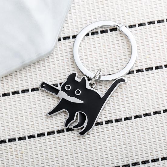 Брелок с подвеской в виде кошки для женщин и мужчин, любителей кошек, классный черный брелок с кошачьими вещами, автомобильные ключи, кошелек, подарок для дружбы