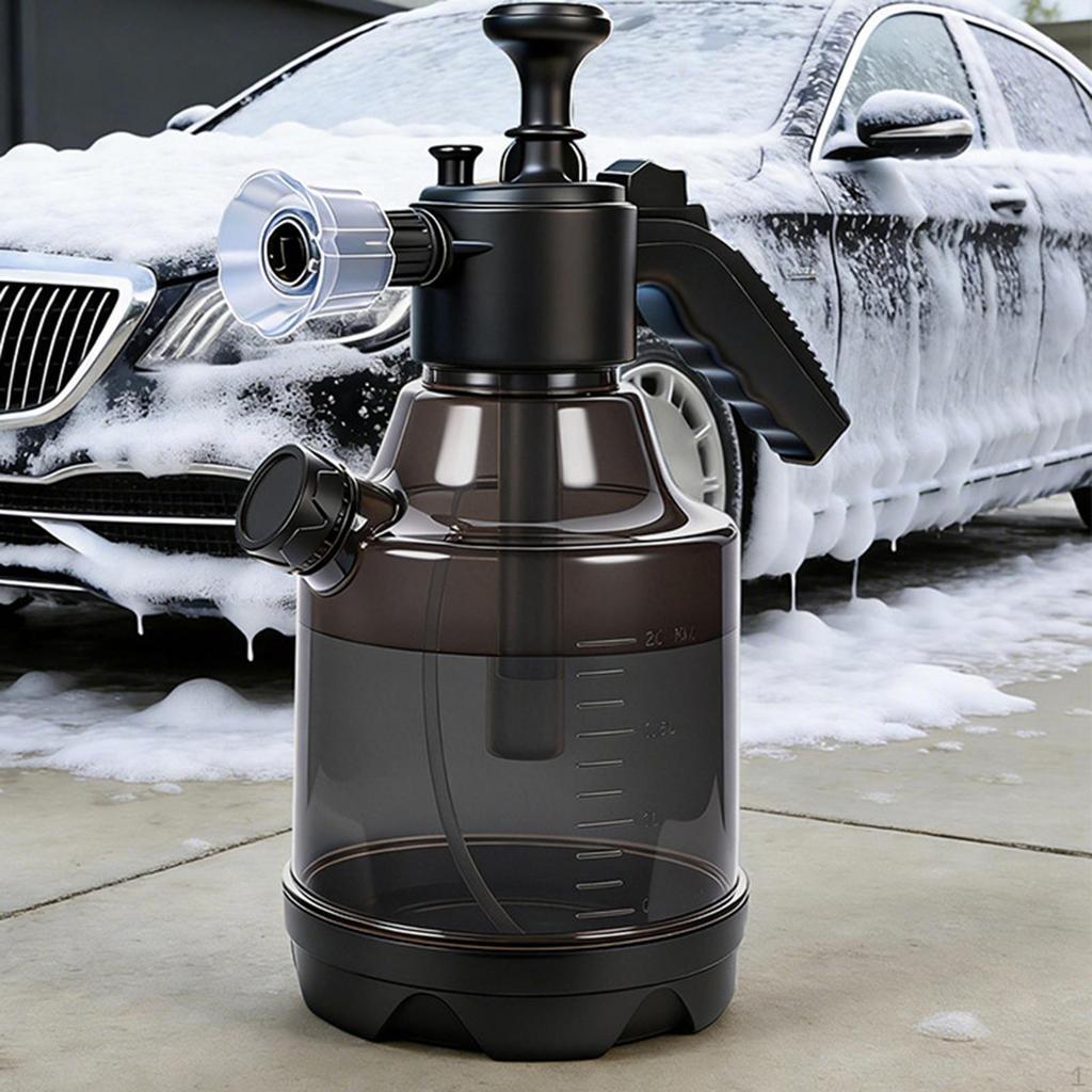 Hand Pump Foam Sprayer Car Wash Spray Bottle Portable with Two Adjustable Nozzles for Lawn