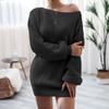 Women's Off-shoulder Sweater Dress Long Sleeve Knitted  Pullover Jumper for Autumn Winter