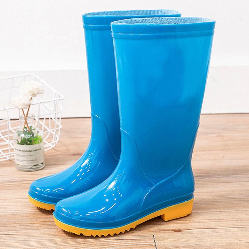 Новые женские взрослые дождевые туфли с высоким голенищем, средней высоты, водонепроницаемые и нескользящие резиновые туфли, теплые хлопковые, для автомойки, работы, дождевые сапоги