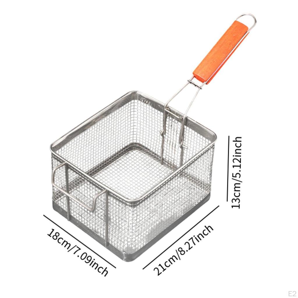 Коммерческая корзина для фритюра из нержавеющей стали, сетка для жарки и сервировки для гриля