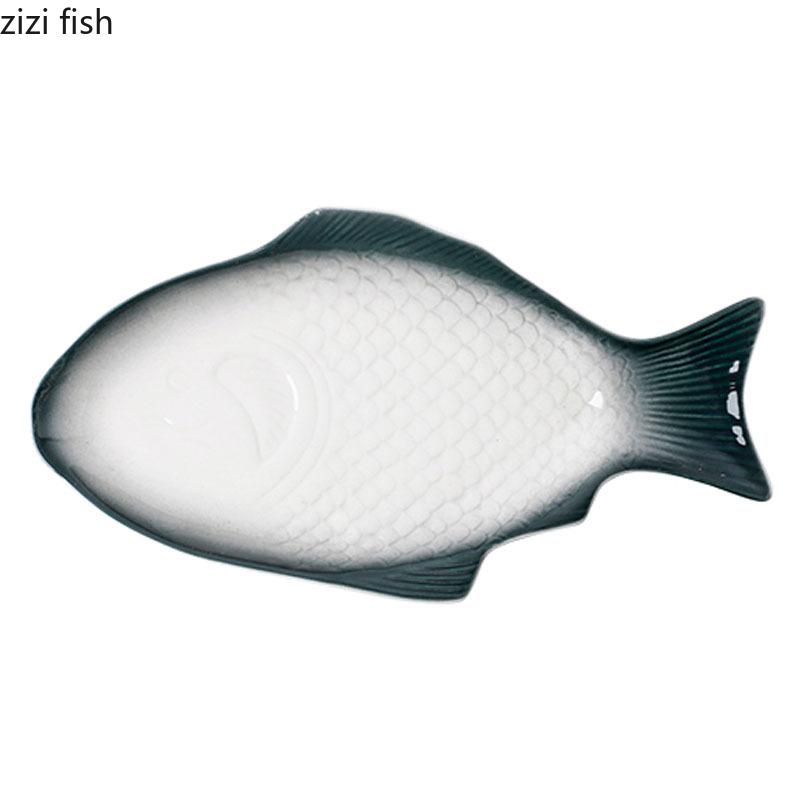Fish Shape Ceramic Dinner Plate Creative Steaming Fish Plate Cooking Plate Fish Plates Sushi Dish Restaurant Specialty Tableware
