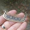 Vintage Viking Beard Comb Heavy Duty Metal Carved Portable Travel Pocket Men Beards Mustaches Hair Wide Teeth Comb