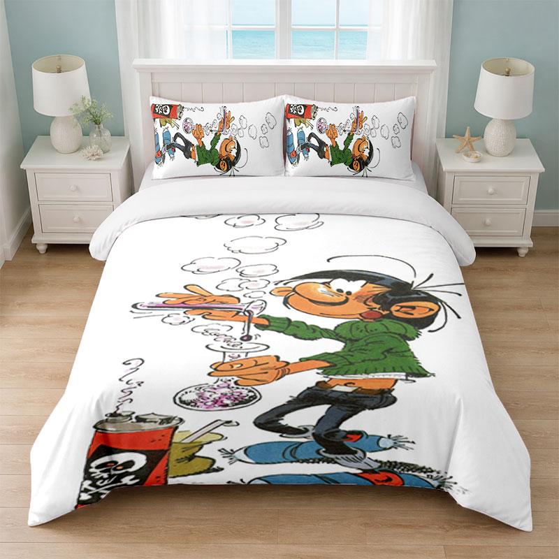 Gaston Lagaffe Bedroom 3Pcs Bedding Set Soft Bed Sheet Pillowcases Home Bedding Decoration