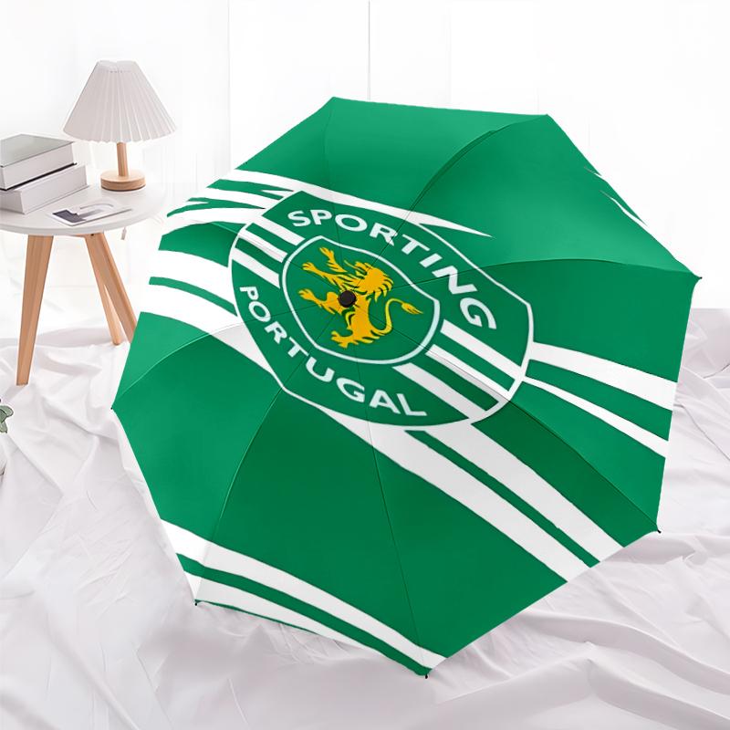 Printed Sporting CP logoPrinted Folding Umbrella,Outdoor,Leisure,And Travel Umbrella,Durable Umbrella Fabric,Birthday And Holiday Gift