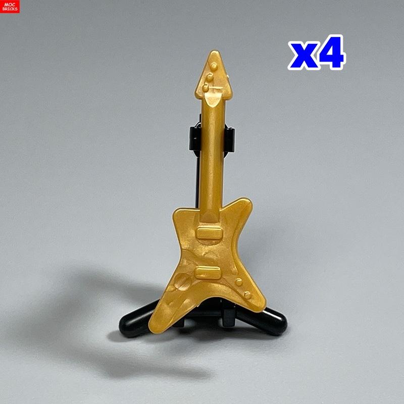MOC Кубики 4 см Фигурка Музыкальные Инструменты Электрогитара Модель Образовательные Строительные Кубики для Детей Девочек Игрушки