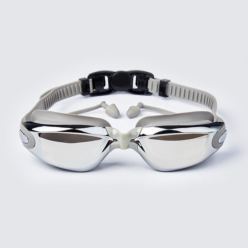 Женские очки для плавания с гальваническим покрытием HD и берушами — розовые, водонепроницаемые, с защитой от запотевания, подходят для людей с близорукостью.