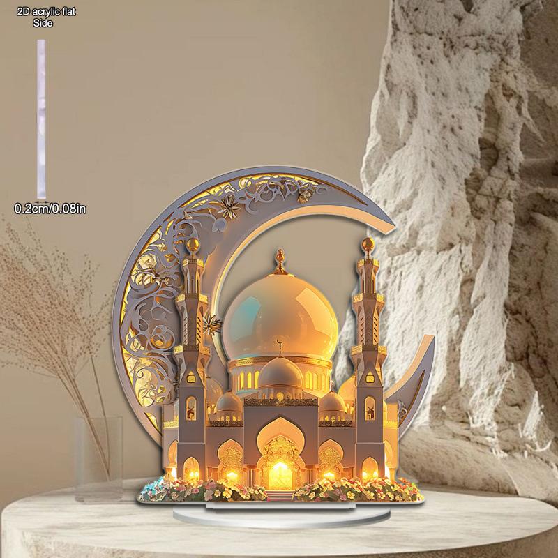 1pc Acrylic Crescent Castle Adorable Table Sign - 2D Flat Acrylic Desktop Ornament, Wall Decor Art, Four Seasons Decoration