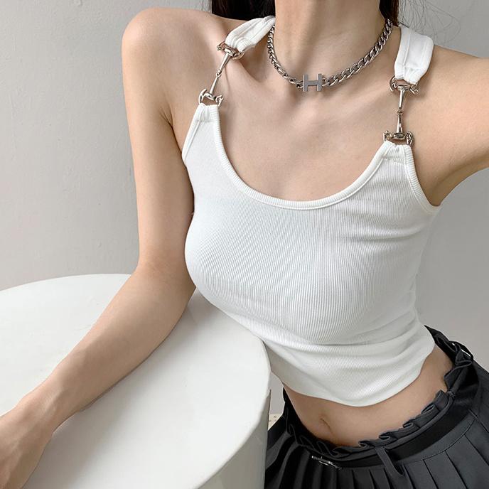 Укороченные топы на бретельках с металлическим крючком, женские дизайнерские сексуальные черные футболки с запахом, модный облегающий жилет, летние топы Urbano Slim Body