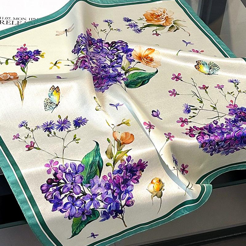 Новый 100% Натуральный Шарф из Натурального Шелка Женский Платок Бандана Квадратные Шарфы Палантин Косынка Тутовый Весенняя Мода Роскошный Высокое Качество Хиджаб