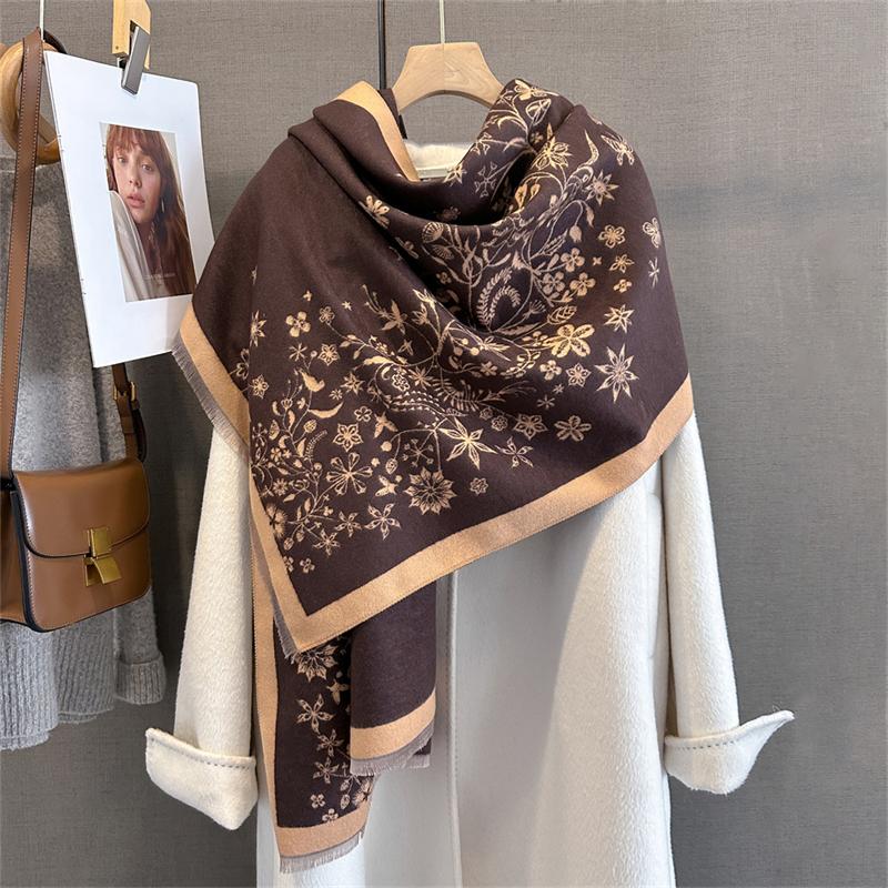 Luxury Print Scarf Women Cashmere Shawls and Wraps Female Thick Warm Blanket for Lady Printed Bufanda Winter Scarves Echarpe