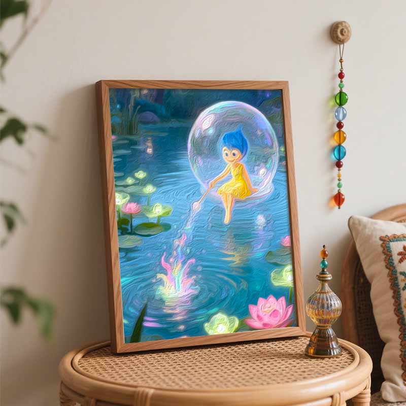 Disney oil painting handcolored painting fairy lake sparkle magic living room decoration hanging painting wall painting