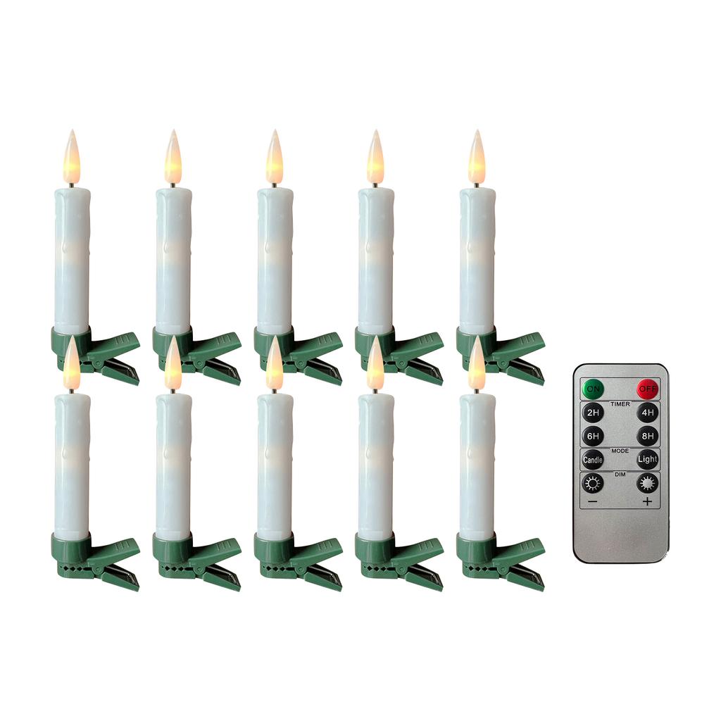 Clip On Candles For Christmas Tree With Remote, Battery Operated LED Candle Lights With Timer, Wax Dripping Design, Indoor And Outdoor Use