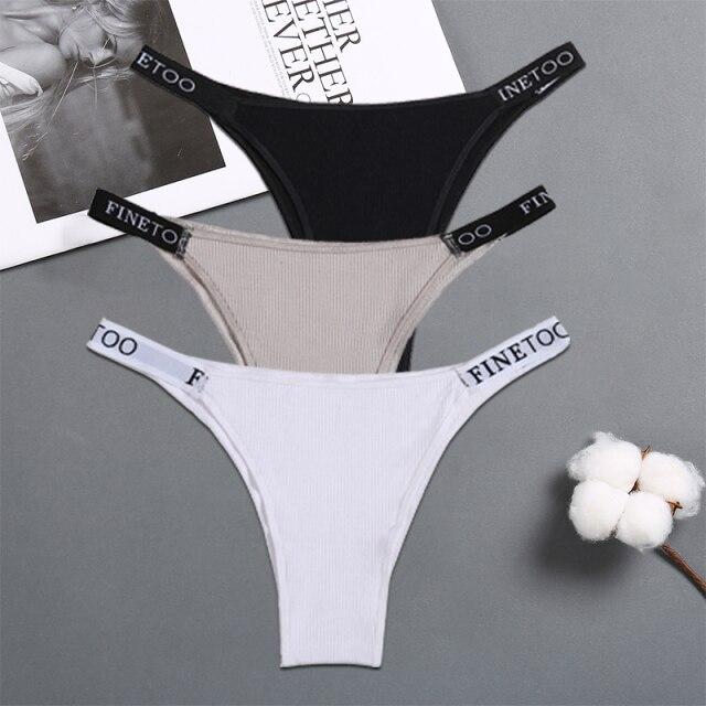 FINETOO 3PCS/Set Women's Lingerie Panties Cotton Gstring Female Underpants Sexy Letter Panties Thong Pantys Underwear Intimates